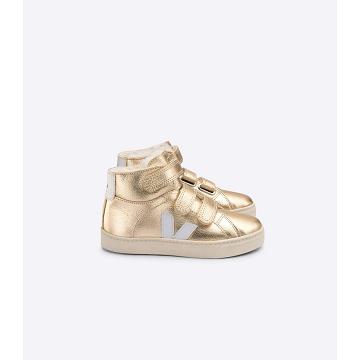 Veja ESPLAR MID FURED LEATHER Kids' Shoes Gold | NZ 756AHK